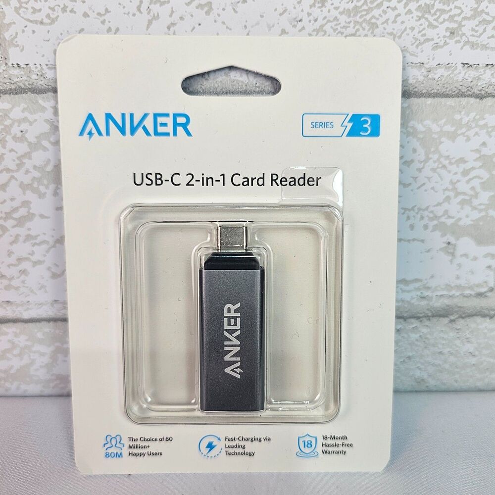 Anker USB-C 2-in-1 SD MicroSD Card Reader Adapter Series 3 Gray New